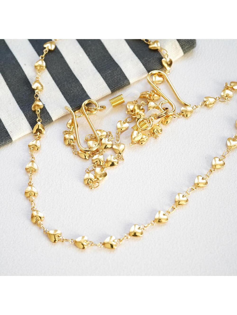 Lele Sadoughi Puffed Heart Sunglasses Chain Necklace
